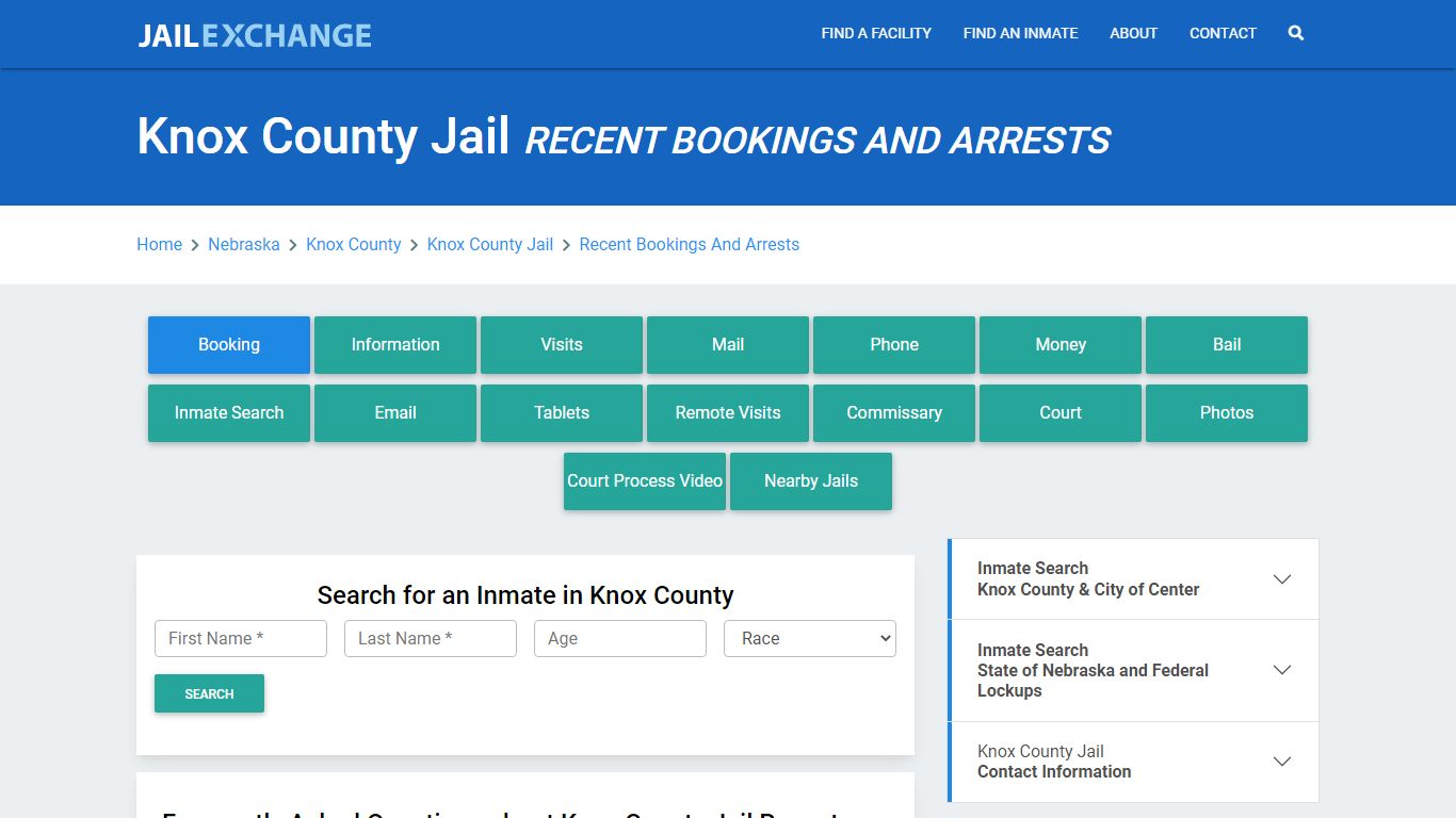 Knox County Jail NE Recent Arrests and Bookings - Jail Exchange