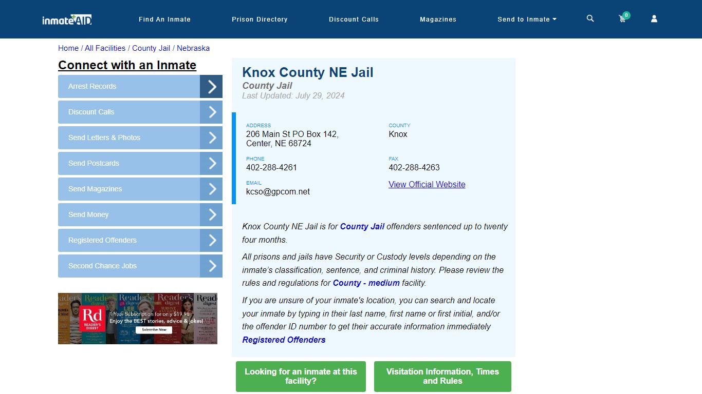 Knox County NE Jail - Inmate Locator